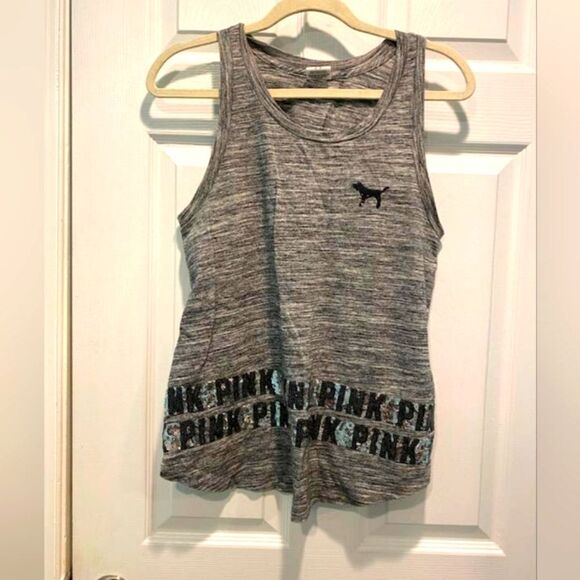 Pink Sparkle Gym Tank, Women's sz S. Gray & Black. - Picture 1 of 3